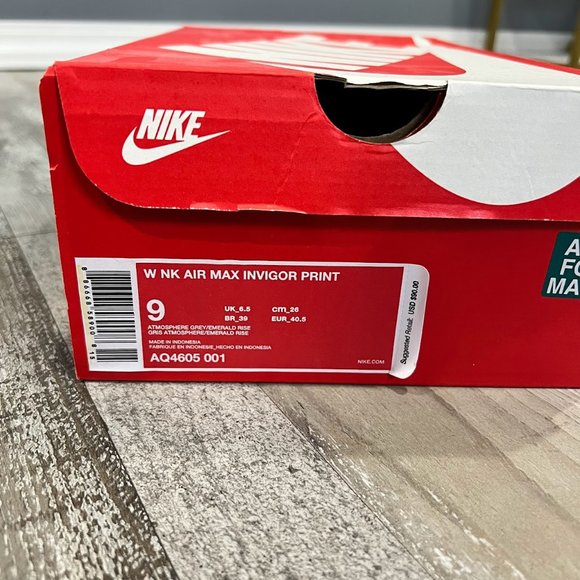 Women's Nike Air Max Invigor Print Atmosphere Grey & Teal Rise AQ4605-001 Size 9 - Picture 7 of 7